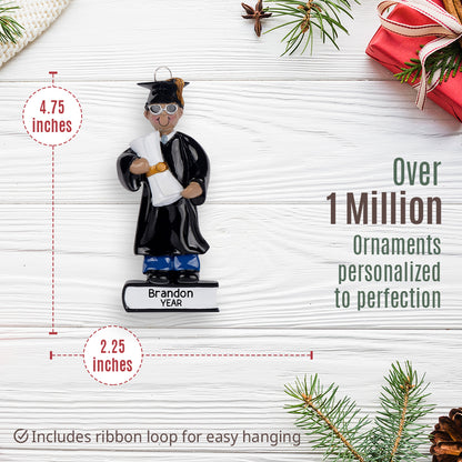 Ethnic Guy Graduation Christmas Ornament