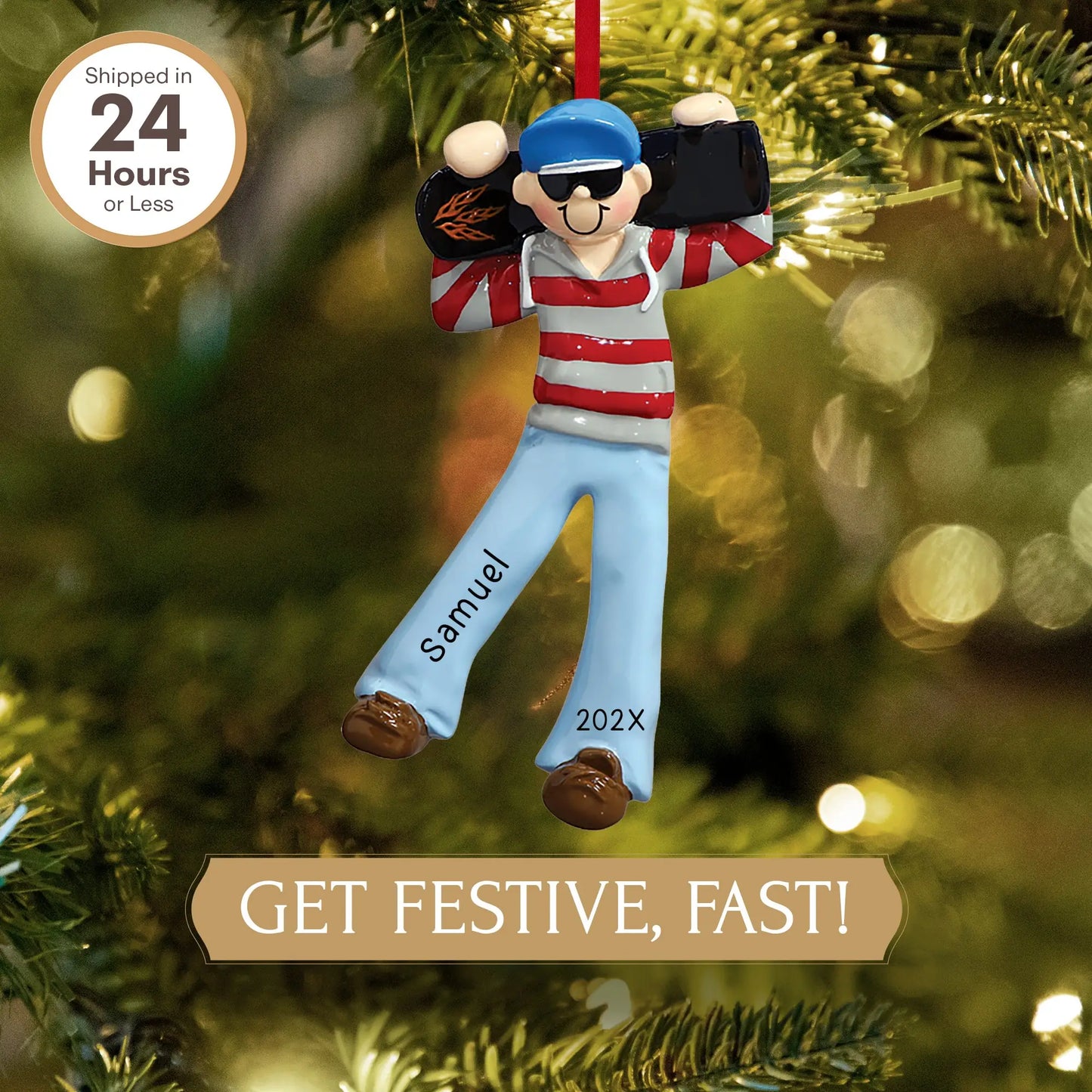 Skateboard Guy Christmas Ornament