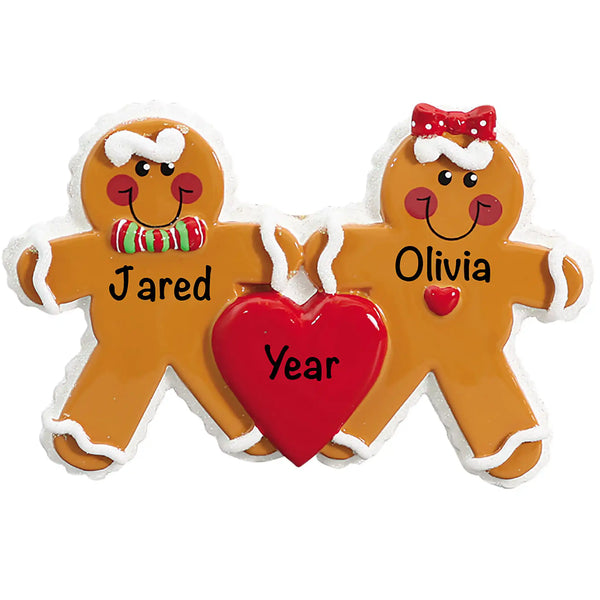 Gingerbread Men Couple Ornament personalized fun engagement keepsake