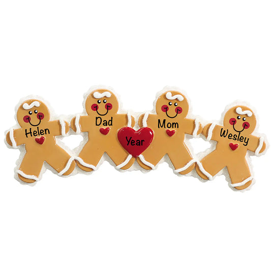 Gingerbread Family of 4 Christmas Ornament