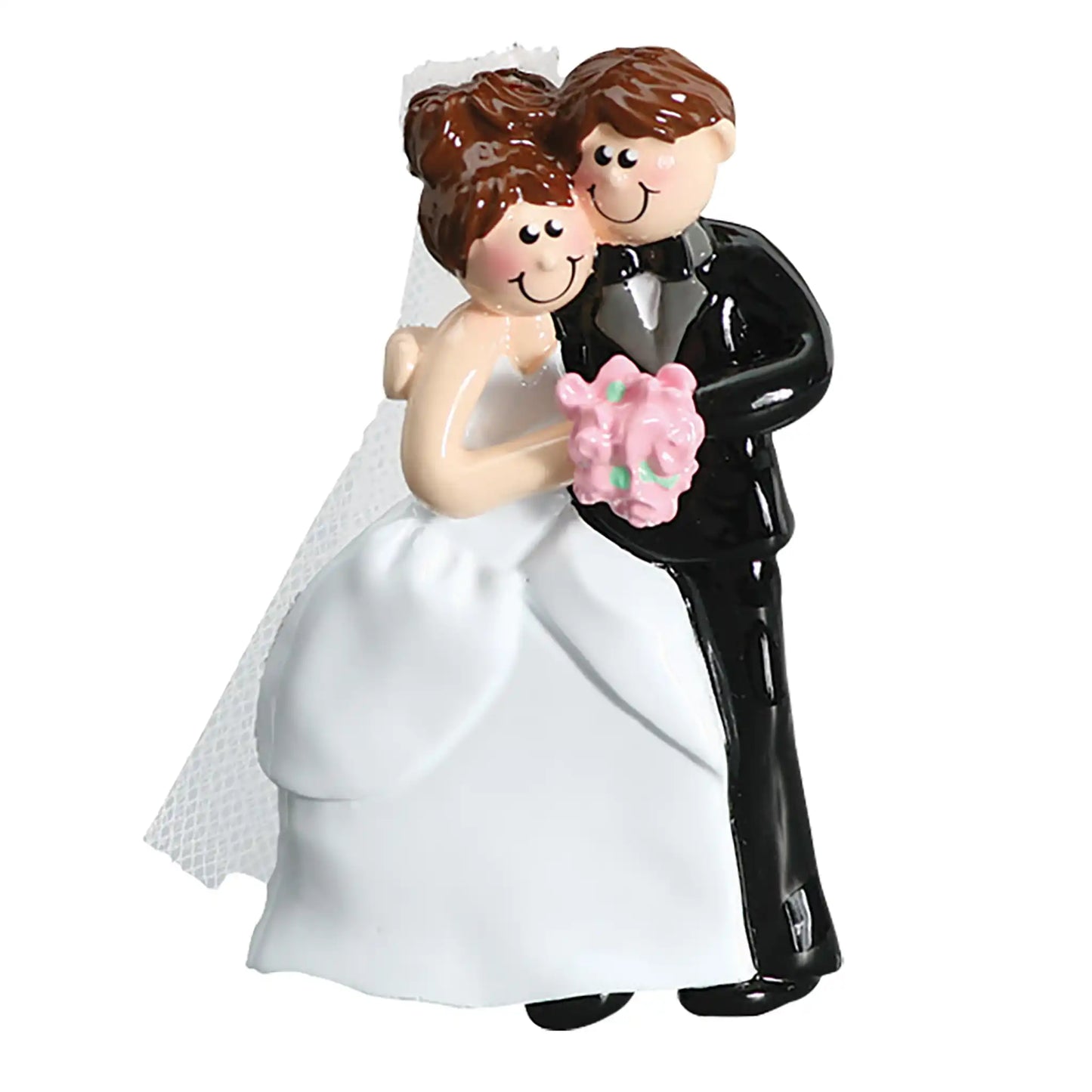 Wedding Couple Christmas Ornament - Pink Flowers