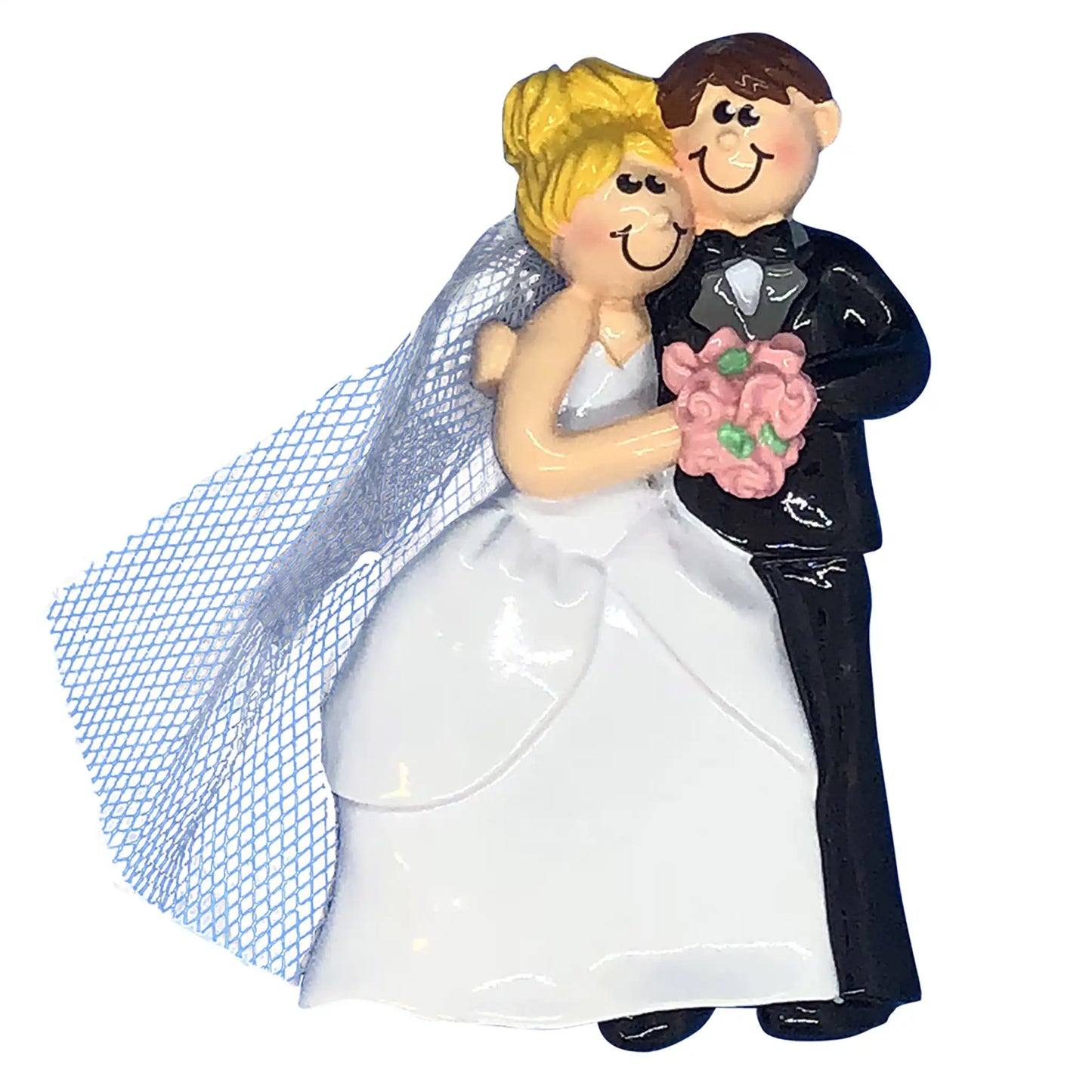 Wedding Couple Christmas Ornament - Flowers & Blonde