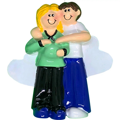 Pregnant Couple Christmas Ornament - Blonde Baby Bump