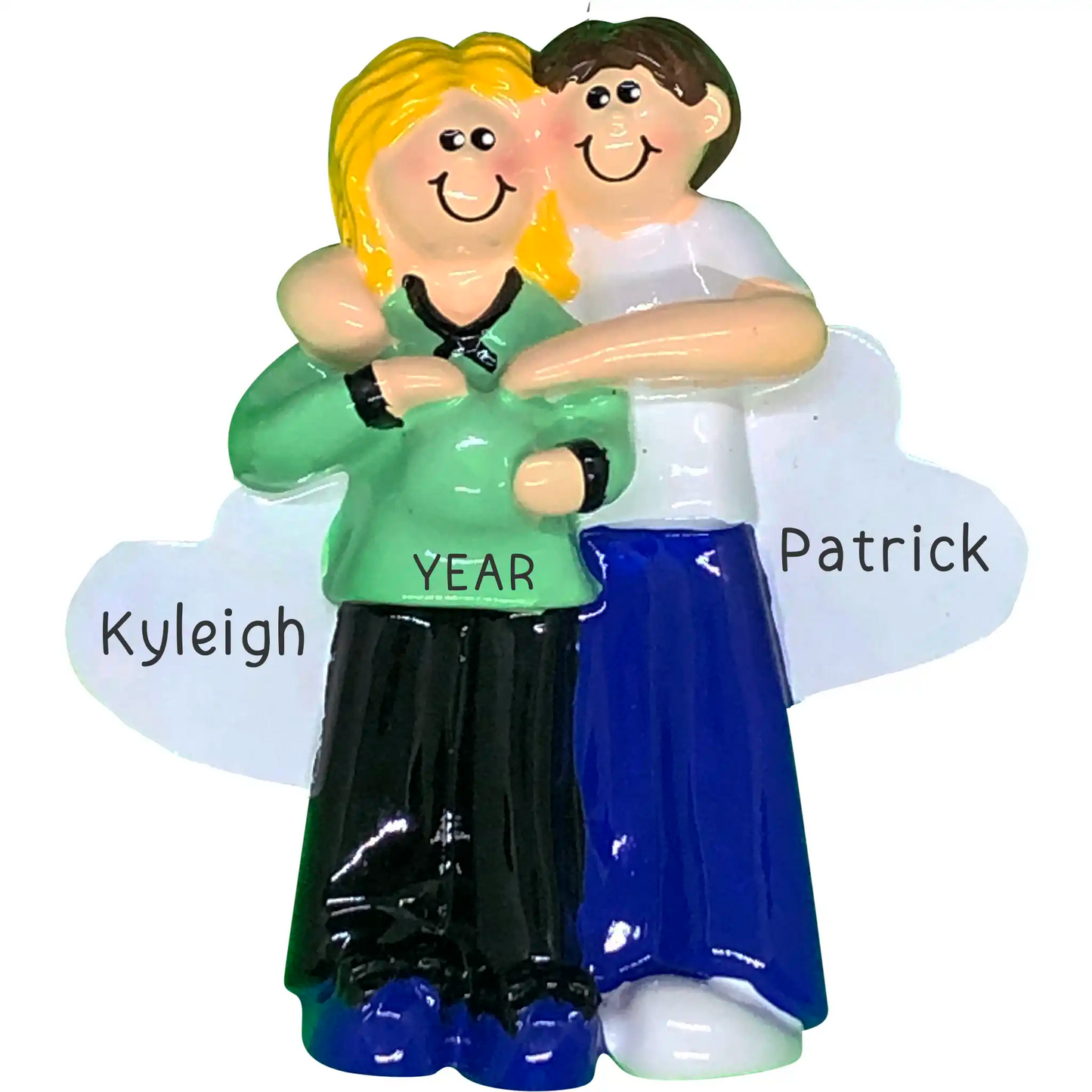 Pregnant Couple Christmas Ornament - Blonde Baby Bump