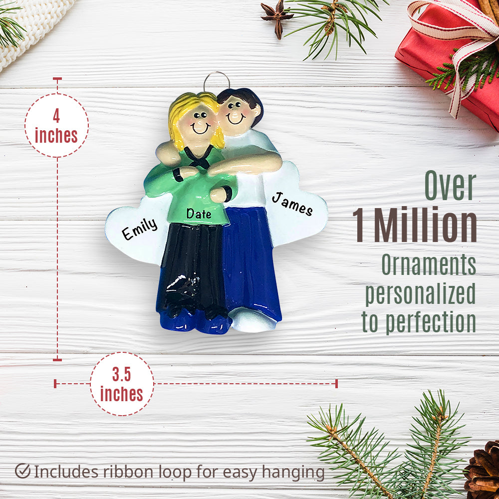 Pregnant Couple Christmas Ornament - Blonde Baby Bump