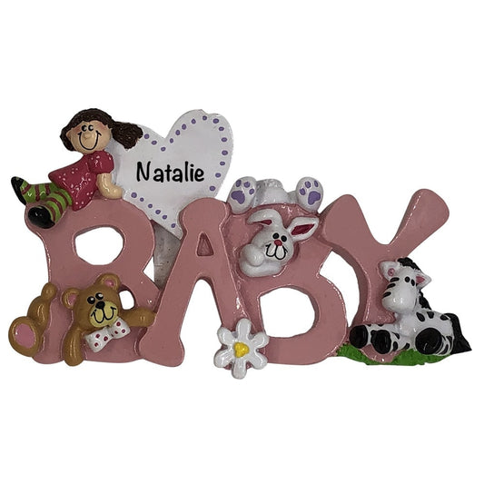 806G BABY Girl Personalized Christmas Ornament