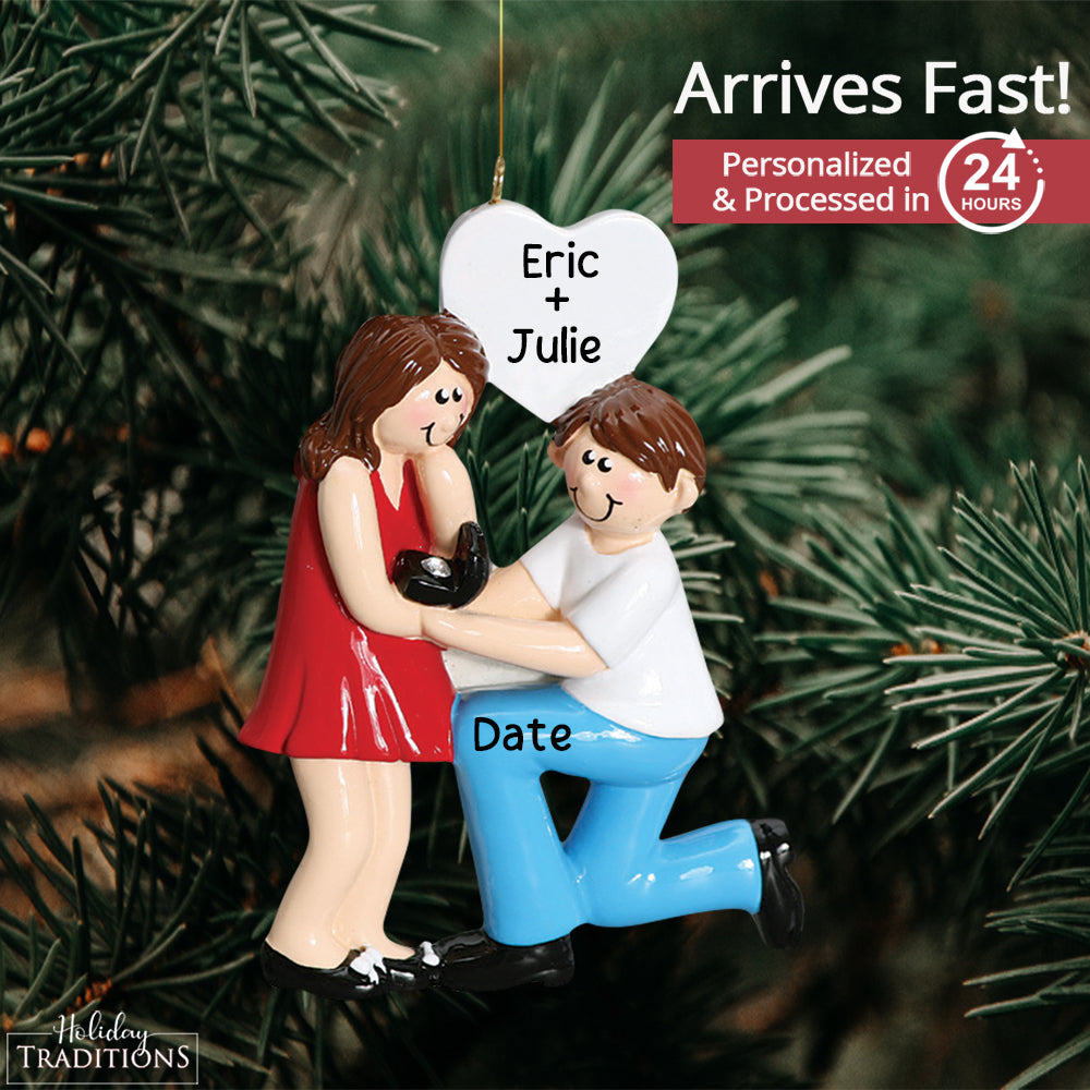 Proposing Couple Christmas Ornament