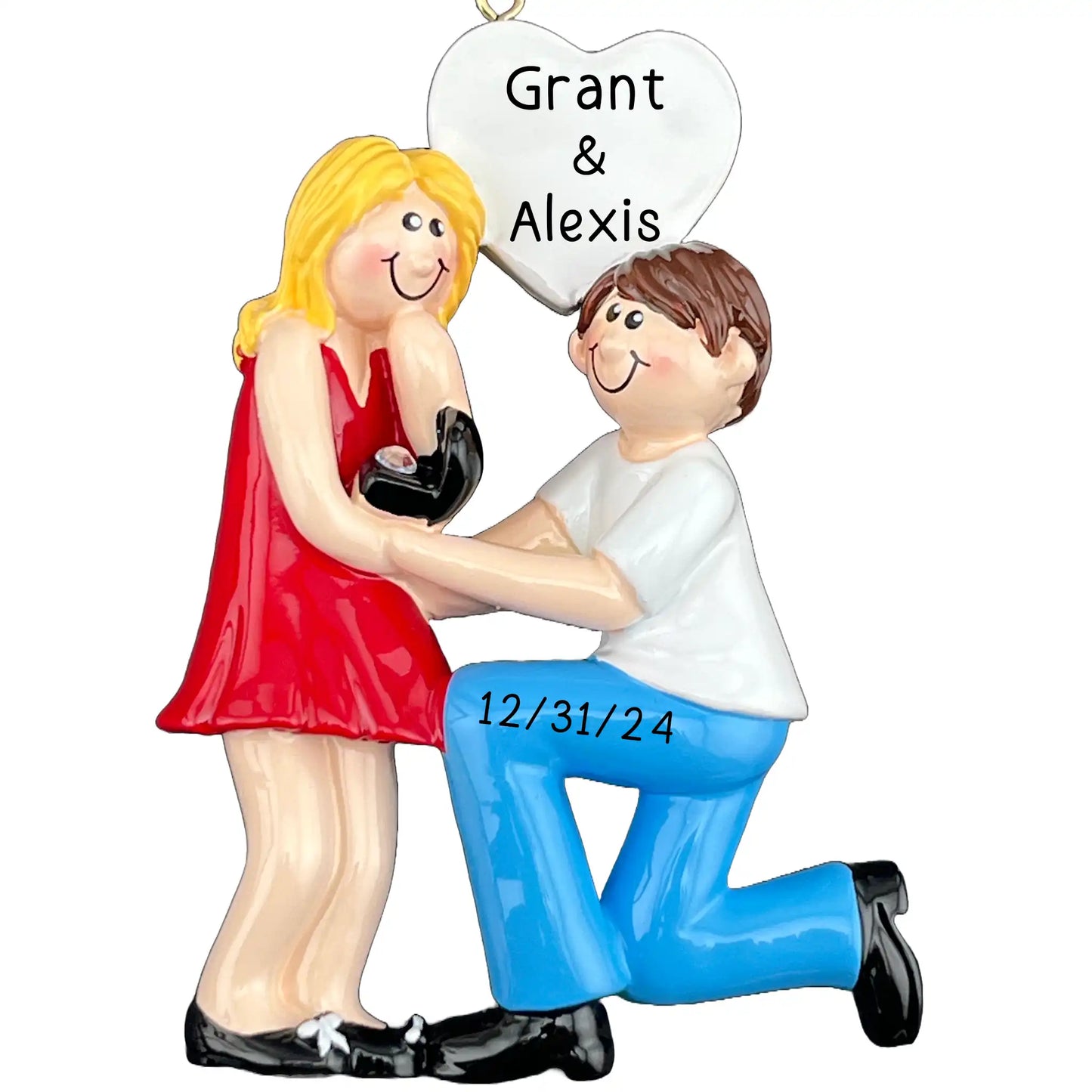 Proposing Couple Christmas Ornament - Blonde