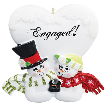 Engaged Snow Couple Christmas Ornament