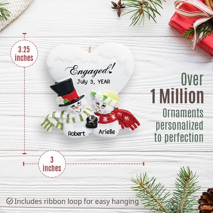 Engaged Snow Couple Christmas Ornament