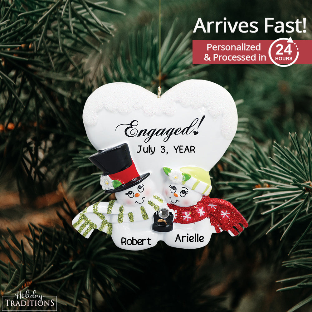 Engaged Snow Couple Christmas Ornament