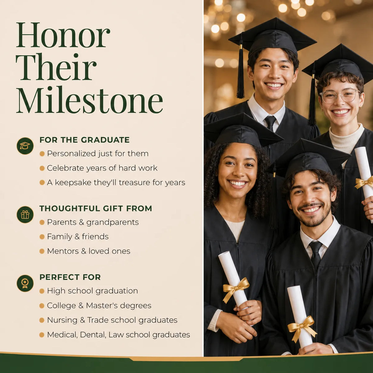 Personalized graduation Christmas ornament to honor their milestone, for high school, college and grad-school grads