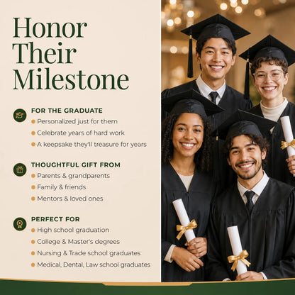 Personalized graduation Christmas ornament to honor their milestone, for high school, college and grad-school grads