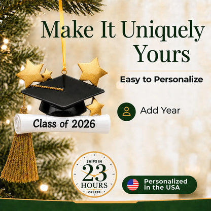 Make it yours: personalize the Graduation Cap christmas ornament