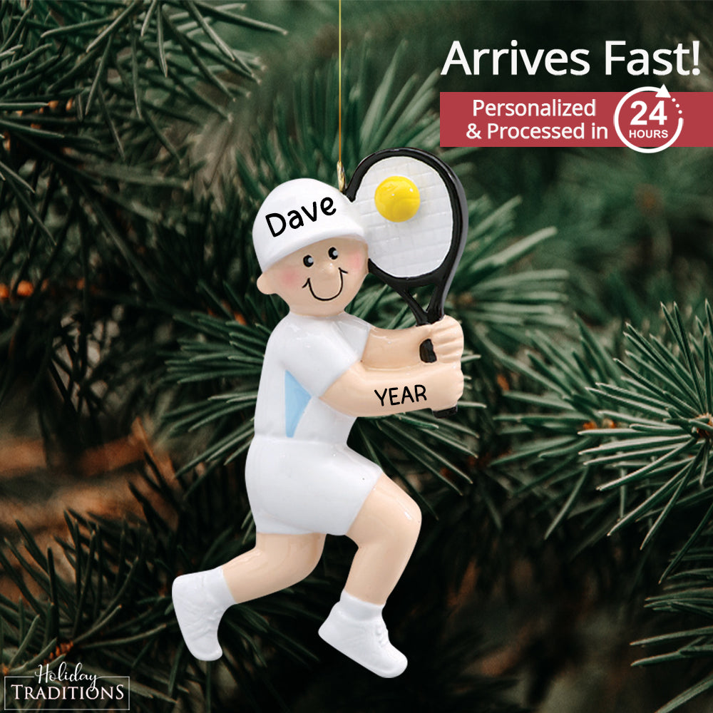 Tennis Guy Christmas Ornament