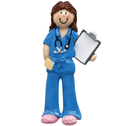 Nurse / Doctor Christmas Ornament - Blue Scrubs