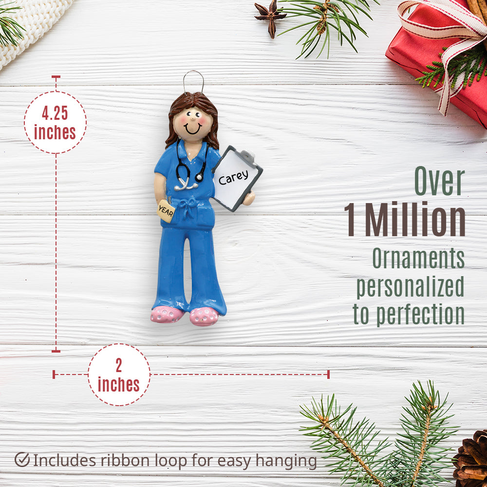 Nurse / Doctor Christmas Ornament - Blue Scrubs