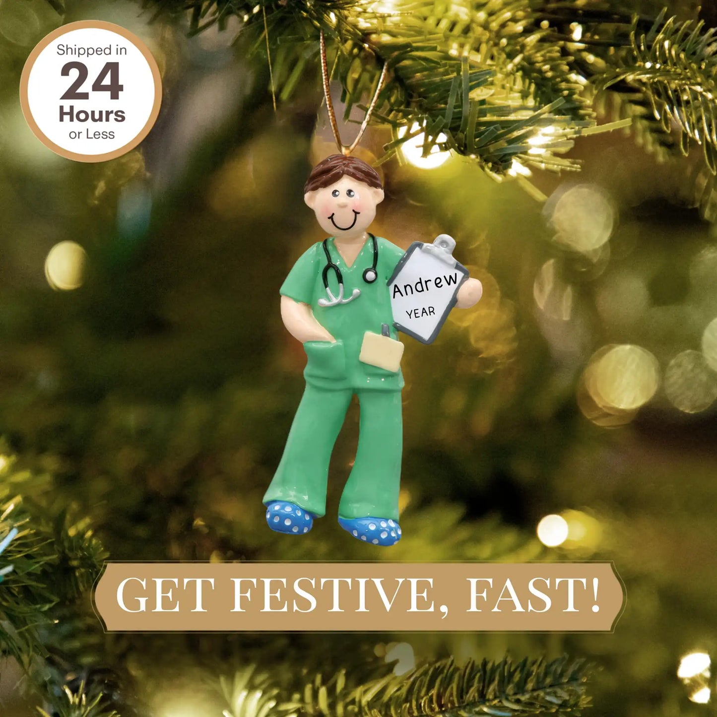 Physical Therapist Personalized Ornament - Guy