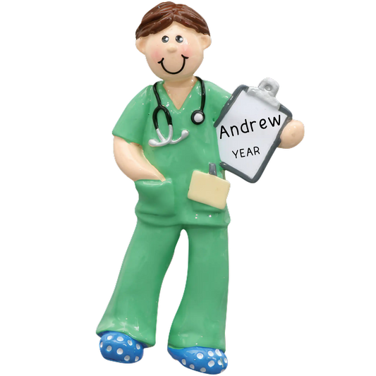 Male Nurse Christmas Ornament