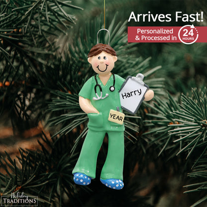 Male Nurse Christmas Ornament