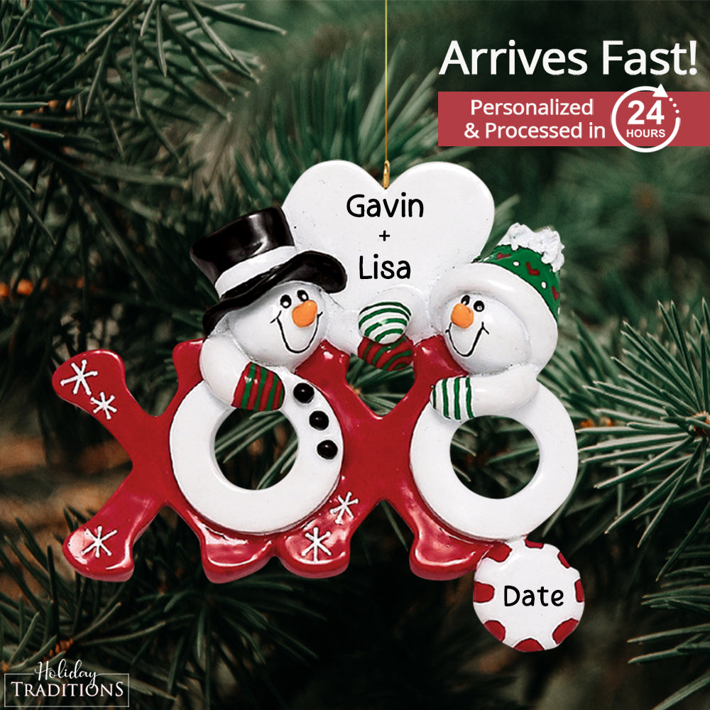 Hugs & Kisses Snowmen Christmas Ornament