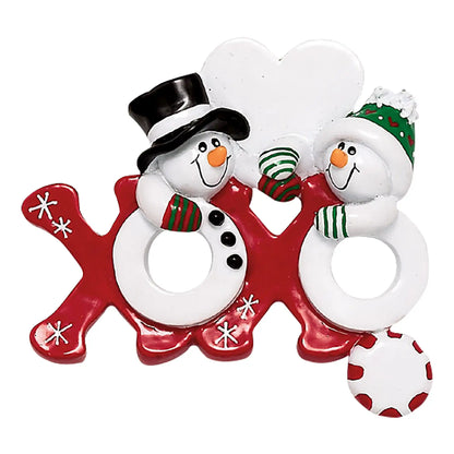 Hugs & Kisses Snowmen Christmas Ornament