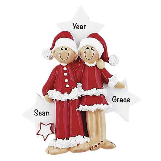 Christmas Pajama Couple Ornament