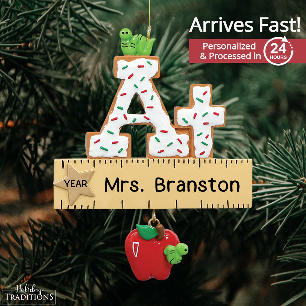 A+ Teacher Christmas Ornament