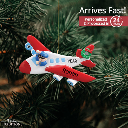 Airplane Pilot Christmas Ornament