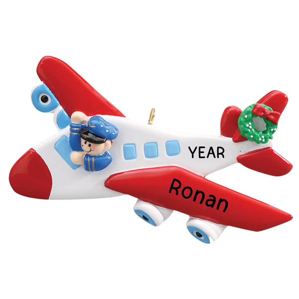 Adorno navideño de piloto de avión 