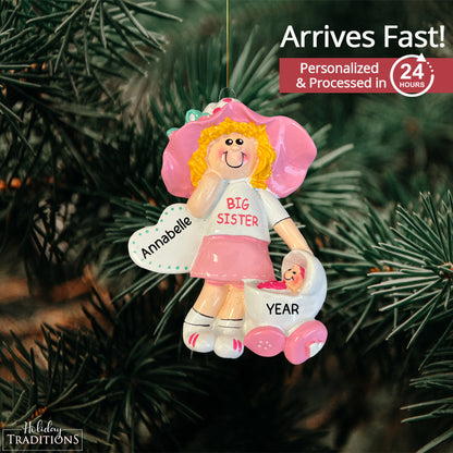 Big Sister Blonde Christmas Ornament