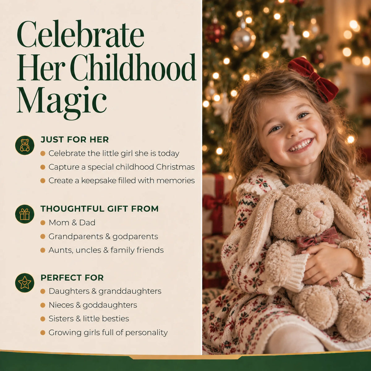 Celebrate her childhood magic with a personalized brunette big sister christmas ornament