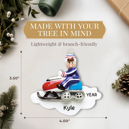 Adorno navideño de moto de nieve 