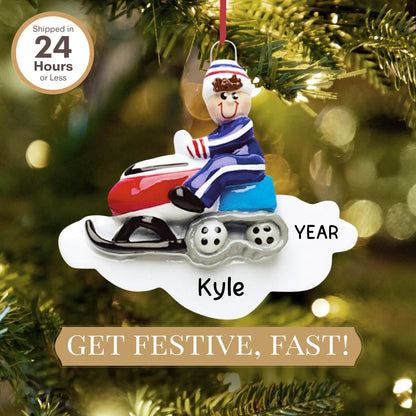 Adorno navideño de moto de nieve 