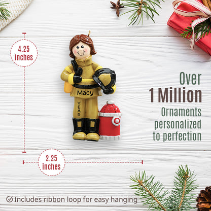 Fire Fighter Christmas Ornament - Woman