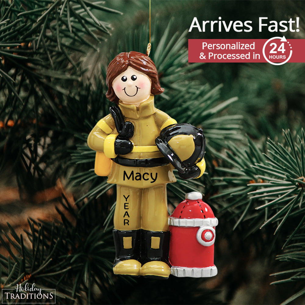 Fire Fighter Christmas Ornament - Woman