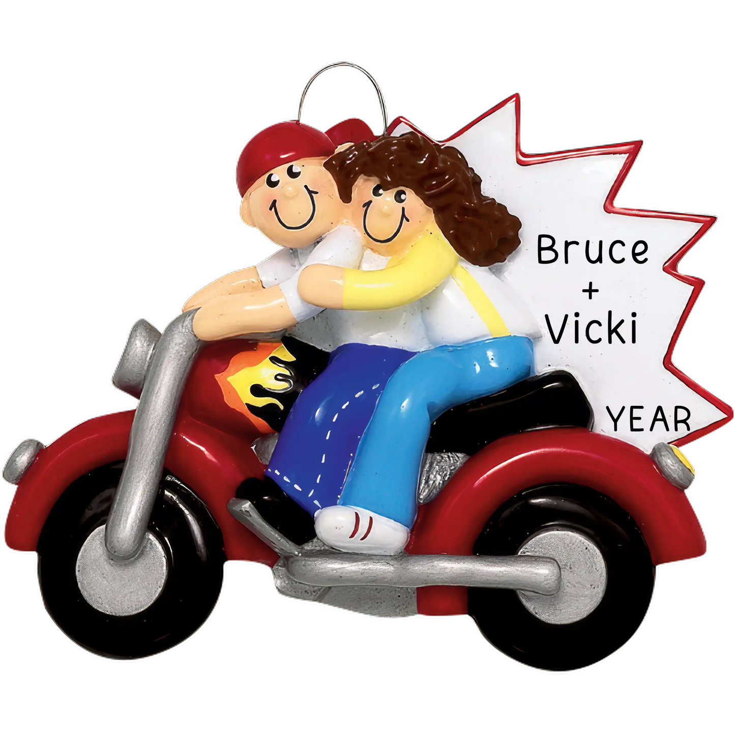 Motorcycle Couple Christmas Ornament