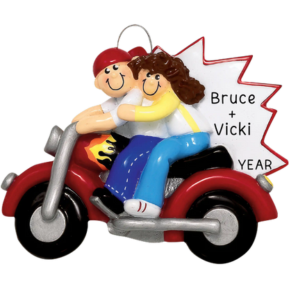 Motorcycle Couple Christmas Ornament