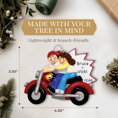 Motorcycle Couple Christmas Ornament