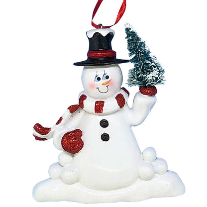 Snowman with Tree Christmas Ornament