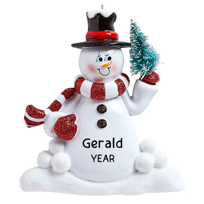 Snowman with Tree Christmas Ornament