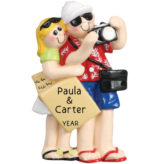 Tourist Couple Personalized Ornament