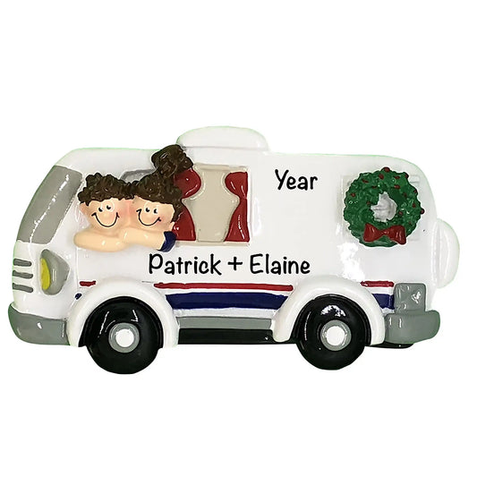 RV Camping Couple Christmas Ornament