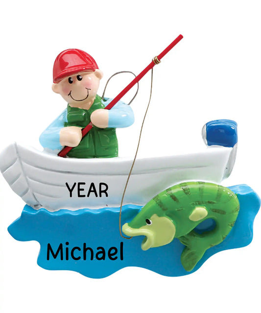 Fisherman Boat Christmas Ornament