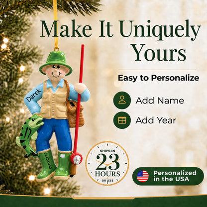 Make it yours: personalize the fly fisherman christmas ornament