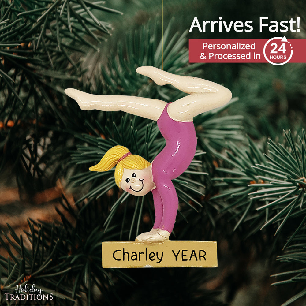 Gymnast Beam Christmas Ornament - Blonde