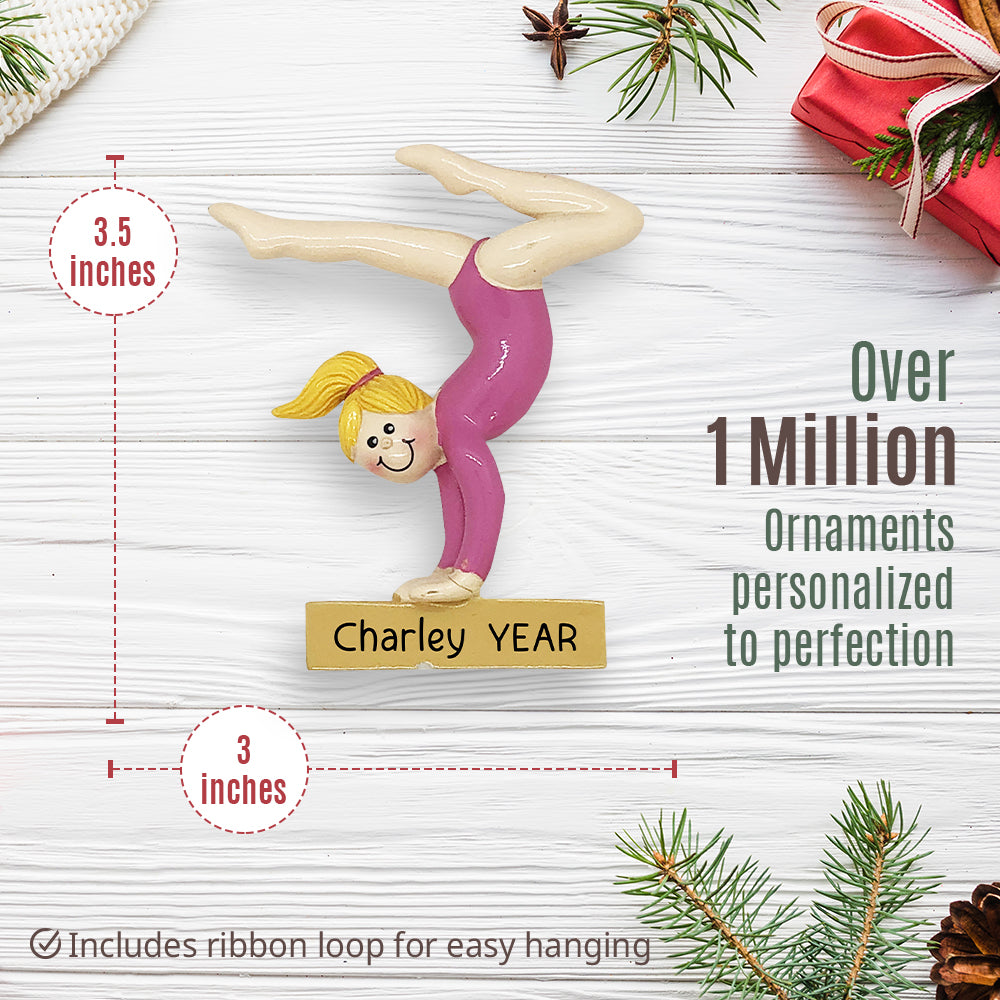 Gymnast Beam Christmas Ornament - Blonde