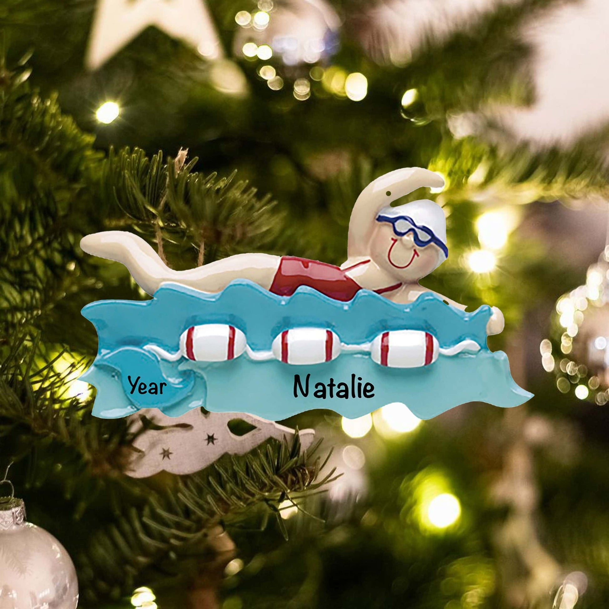 866 Personalized Swimming Girl Christmas Ornament