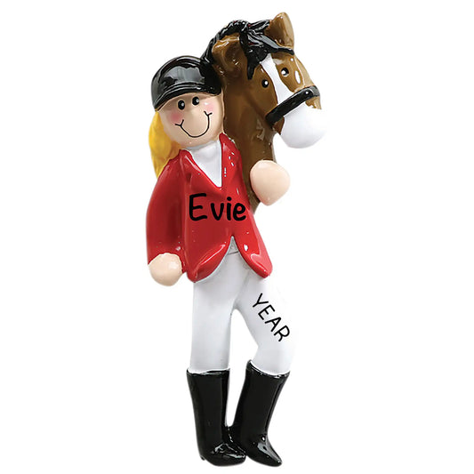 Horse Riding Girl Christmas Ornament - Blonde