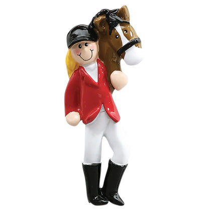 Horse Riding Girl Christmas Ornament - Blonde